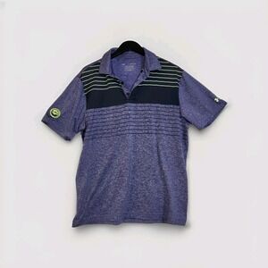 Under Armour The Playoff Polo Purple Striped Short Sleeve Golf Shirt Men's L